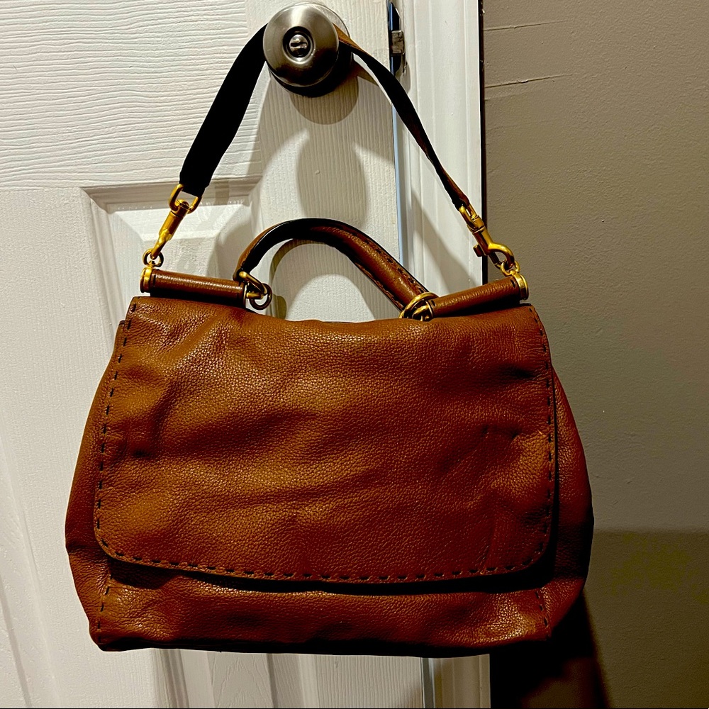 DOLCE AND GABBANA SICILY LEATHER BAG CARMEL COLOR